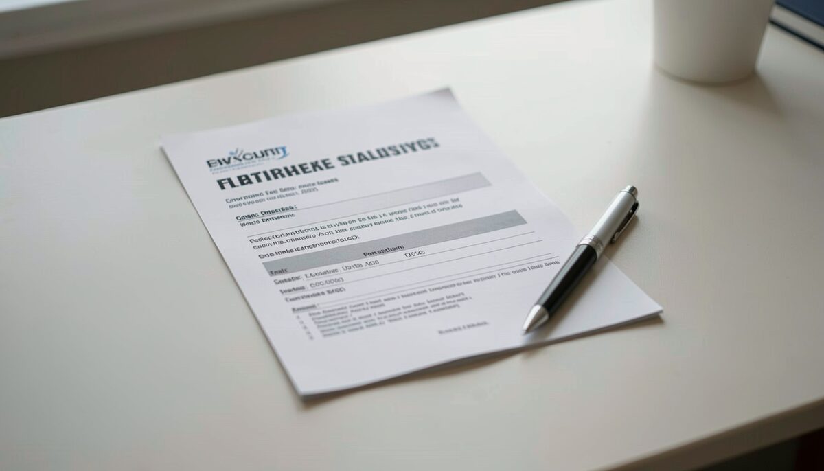 Relevé d'épargne retraite et stylo sur un bureau neutre. Image illustrative, générée avec IA.